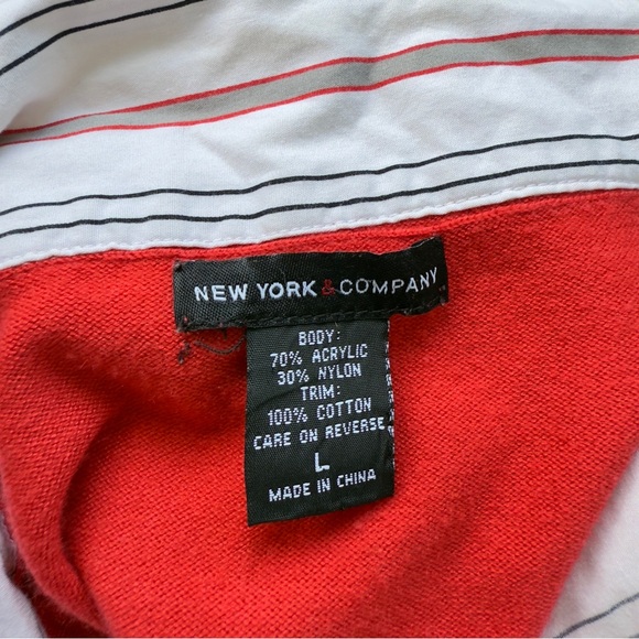 New York & Company NY&C Preppy Red Layered Look Top | Size L (Runs Small) - Picture 6 of 7